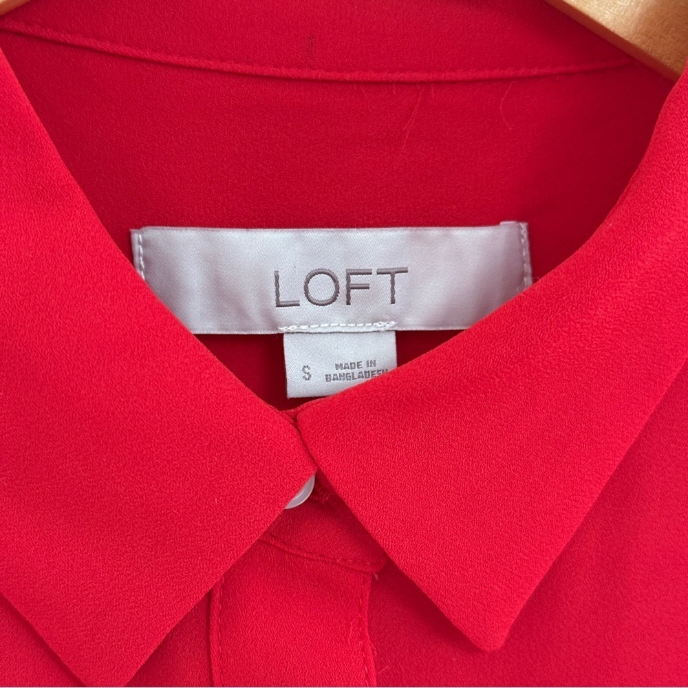Loft Collared Button Down Shirt Corazon Red Small - image 2